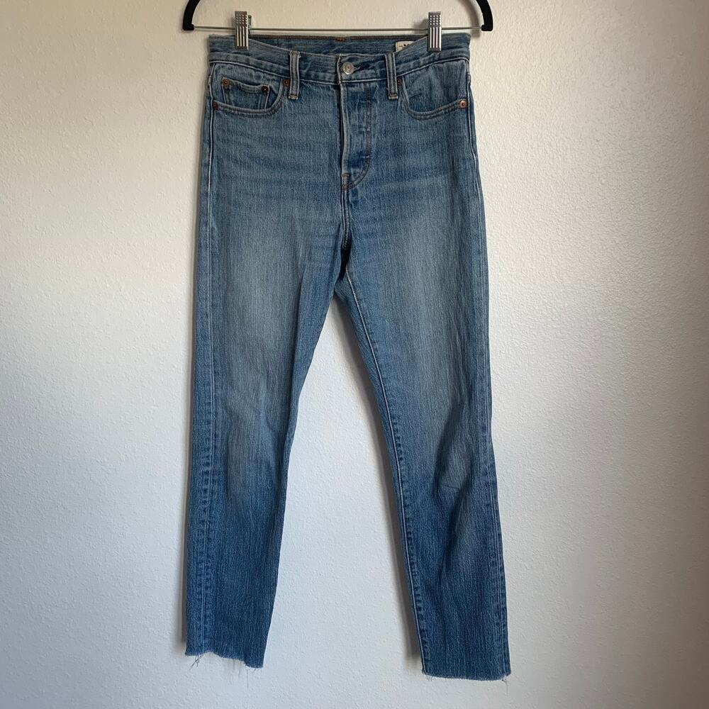 Levi's White Oak Cone Raw Hem Denim Jeans in‎ Medium Blue Wash Button Fly